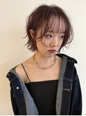 顔まわりレイヤーボブピンクカラー