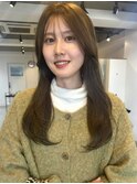 オリーブベージュ 韓国レイヤー ゆる巻きロング【鹿児島中央】