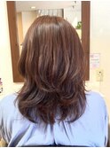 ピンクブラウン×レイヤーカット