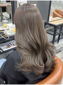 グレージュカラー*ブリーチなし透明感カラー*ロングレイヤー