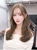 セミロングレイヤーブリーチ前髪_F1549