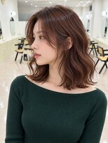 モト 船橋(moto)&nbsp;韓国艶髪ウェーブロブ低温デジタルパーマシナモンブラウン船橋