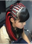 キッズダンサー　コーンロウ(ハーフ.エクステ混ぜ)
