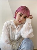 眉上バング/ビビットピンク