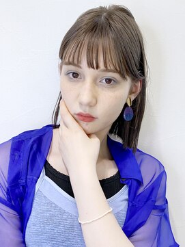 アイティー バイ アルバム 浦和店(IT by ALBUM) ぱっつんボブ_ミニウルフテラコッタくすみブルー_28541