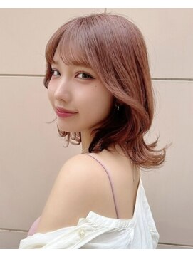 ロンド ジュルード 名古屋(Lond jeloud) ミルクティーピンクくびれボブ