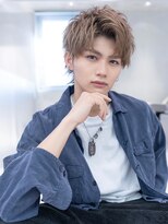 イオ 本厚木(io)&nbsp;メンズハイトーンカラーアップバングツーブロックモテ髪