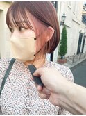【堀惠】インナーカラーイヤリングカラーコーラルピンク