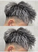 ホワイトメッシュツイストスパイラルフェードカットツーブロック