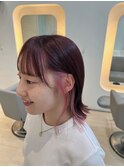 イヤリングカラー×ピンク×外ハネ
