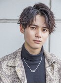 フェザーパーマブルーブラックサーフカールスパイキーショート