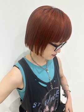 美容室ヒラトヤ 都南店 オレンジブラウン大人可愛い丸み前下がりショートボブカット