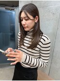 斜めバング/グレージュカラー/デザインカラー/シルキーベージュ