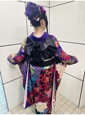 バラ風帯結び　成人式　ヘアセット　着付け【立川/soell/水島】