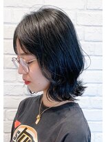 モリオフロムロンドン 泉南店(morio FROM LONDON)&nbsp;ブルーカラー シースルーバング ボブ ブルーグレージュ