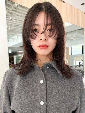 ミンクス 原宿店(MINX) 【MINX】くびれヘアアプリコットオレンジハイライトカラー表参道