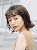 ボブ 外ハネボブ くびれヘア 切りっぱなしボブ 暗めカラー