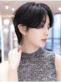 20代30代大人ガーリー黒髪韓国小顔顔まわりレイヤーショートボブ