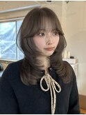 韓国風/レイヤー/前髪カット/オリーブ/透明感/ハッシュカット