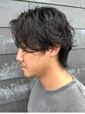 メンズマッシュセンターパートスパイラルパーマニュアンスパーマ