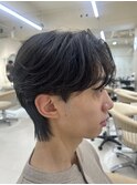 メンズセンターパートウルフセンターパートニュアンスパーマ襟足