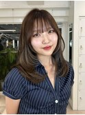 ブリーチなし透明感カラーグレージュケアカラーレイヤー