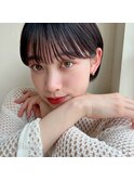 透明感暗髪×束感ショート×シースルーバング×フレンチガーリ－