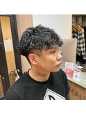 波巻きツイストスパイラルパーマメンズマッシュ