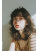 こなれミディアム/顔まわり/ワイドバング/【lana hair 新宿】