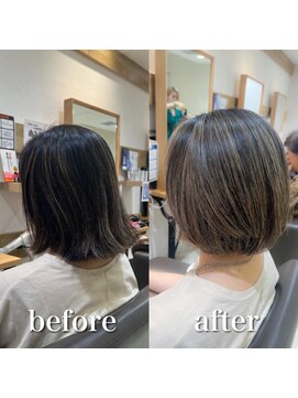 ステラバイケンジ 藤沢(STELLA by KENJE) 白髪ぼかし細めハイライト30代40代50代グレージュ