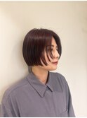 ミニボブ／前髪なしスタイル/ピンク
