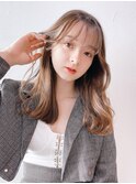 韓国風くびれヘアまろベージュ_外ハネボブ_29000