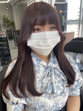 ジエクト カナウ(The Ect canow) オルチャンヘア/カシスレッド/ブリーチ無しWカラー/重めバング