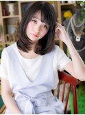 シースルーバング黒髪小顔レイヤーミディアムc5志木20代30代40代