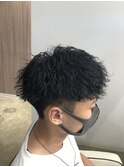 メンズパーマツイスパ波巻きスパイラルマッシュセンターパート