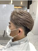 2ブロック　アップバングリバーススタイル　ミルクティーカラー