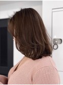 ミディアムロングレイヤーカット顔まわりくびれ韓国ヘア心斎橋