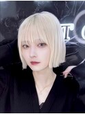 ホワイトブロンドカラー/韓国ボブ/タッセルボブ/前髪/髪質改善