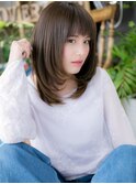 ネイビーカラーxシースルー前髪小顔セミディd川口20代30代40代!
