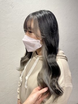 エヌプラス(N+) 黒髪グラデヘアーオリーブグレー小顔に見せるヘアココアベージュ