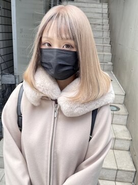 ディア(.eer) ミルクティーブロンド/前髪ローライト/ヘムライト/大阪/心斎橋