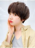 大人ガーリー チョコレート プリカール 小顔 丸みショートボブ