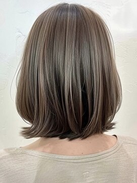 ネックス 表参道本店(nex) デザインカラーレイヤーカットウェットヘアオリーブベージュ白髪