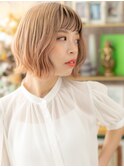 ハイトーンカラーフレンチカジュアル小顔ボブh3戸頭10代20代30代