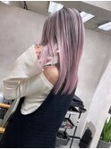 バレイヤージュ、ハイライト、ピンク、ブリーチ、ダブルカラー