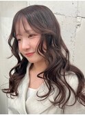 15013オリーブグレージュ韓国風巻きレイヤーカットワンホンヘア