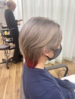 テーラヘアー 湘南台店(TELA HAIR) メンズウルフ×グレージュ&レッドインナー