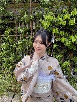ソノ(sono) 浴衣ヘア ツインアレンジ 編みおろし ヘアセット