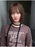 顔周りレイヤーブラウンベージュボブ_F30681