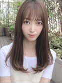 大人かわいい小顔フェザーバングマロンベージュ20代30代吉祥寺